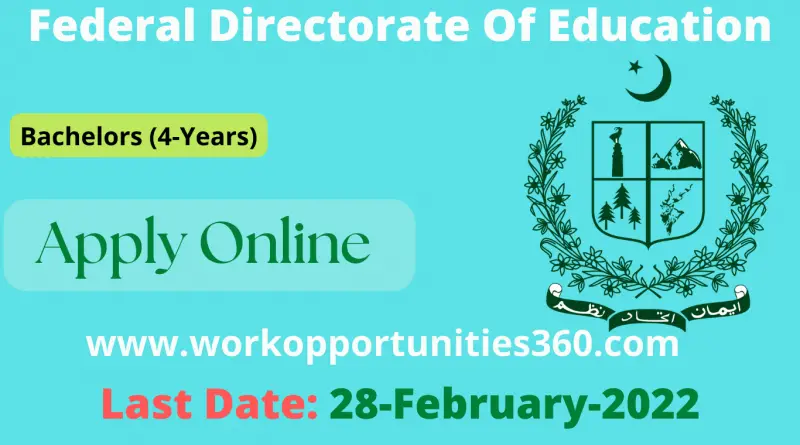Federal Directorate Of Education Latest Jobs In Islamabad 2022