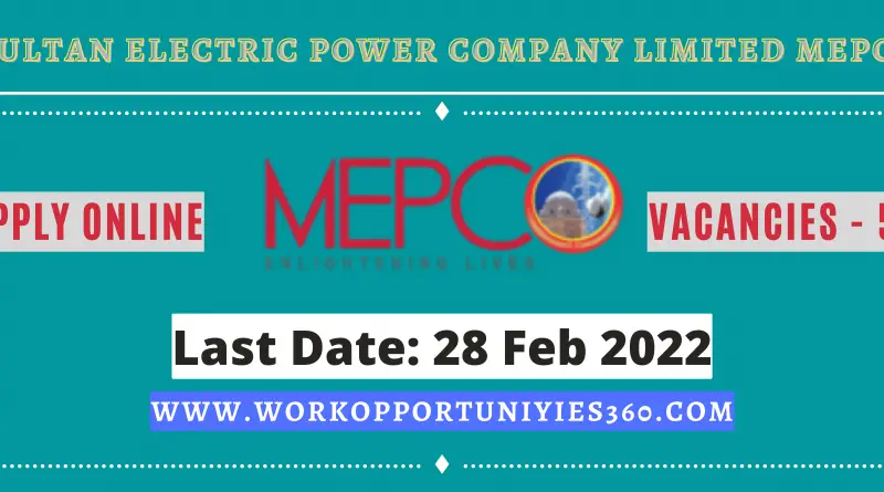 Multan Electric Power Company Limited MEPCO Latest Jobs In Pakistan 2022