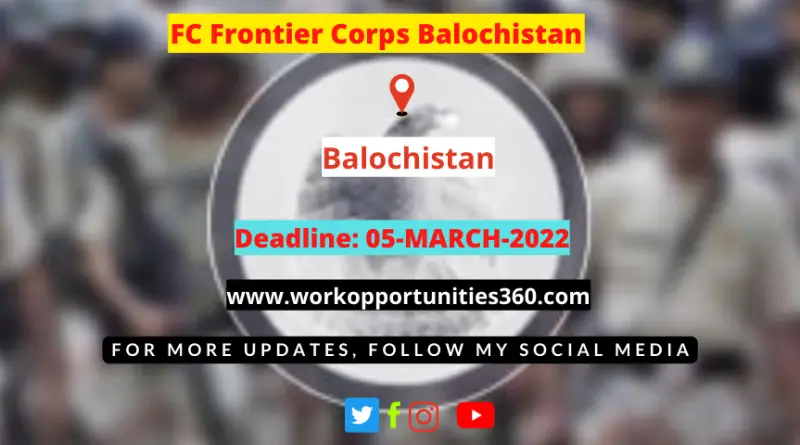 FC Frontier Corps Balochistan Latest Jobs 2022