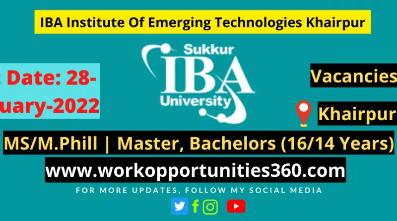 IBA Institute Of Emerging Technologies Khairpur Latest Jobs 2022