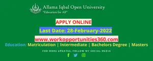 Allama Iqbal Open University AIOU Latest Jobs 2022 Apply Online