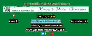 Mercantile Marine Department Jobs In Sindh 2022 | Apply Online