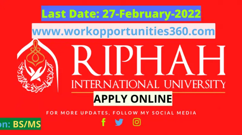 RIPHAH Group Latest Jobs In Pakistan 2022 Apply Online