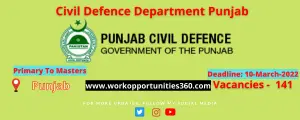 Civil Defence Department Punjab Latest Jobs 2022