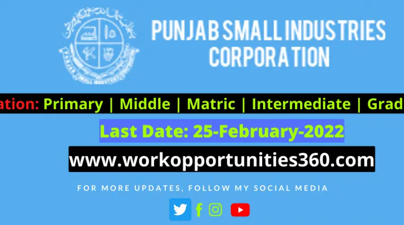 Punjab Small Industries Corporation Latest Jobs 2022