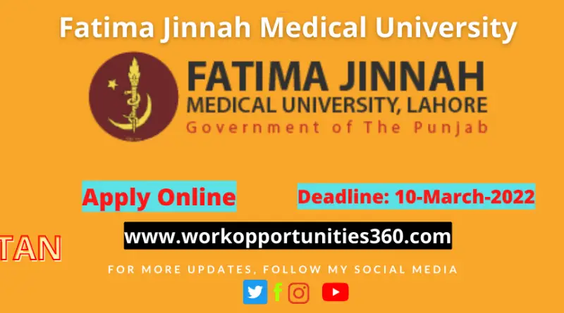 Fatima Jinnah Medical University Jobs In Punjab 2022
