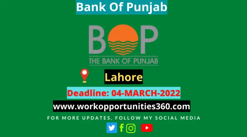 Bank Of Punjab BOP Latest Jobs In Lahore 2022