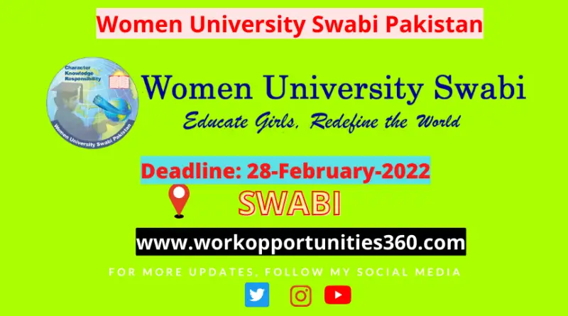 Women University Swabi Pakistan Latest Jobs 2022