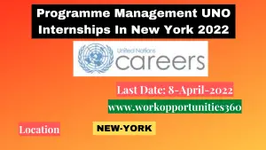 Programme Management UNO Internships In New York 2022