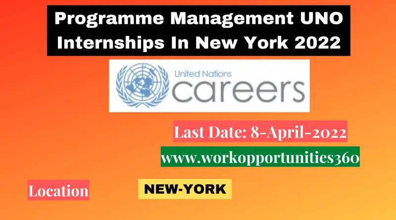 Programme Management UNO Internships In New York 2022