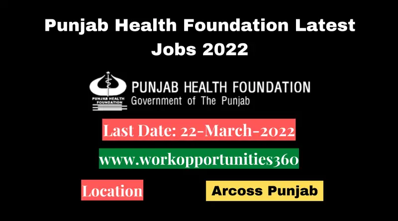 Punjab Health Foundation Latest Jobs 2022