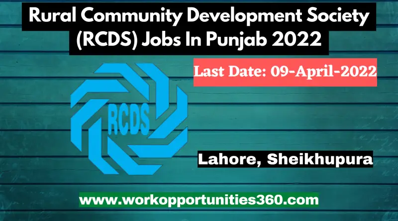Rural Community Development Society (RCDS) Jobs In Punjab 2022