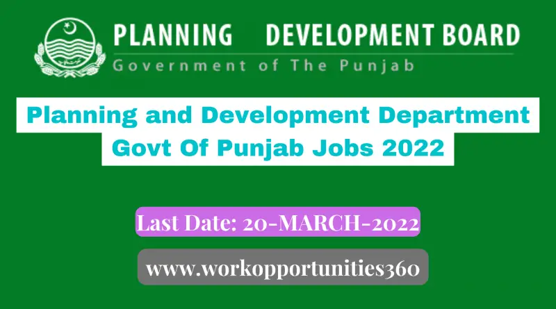 Planning and Development Department Govt Of Punjab Jobs 2022