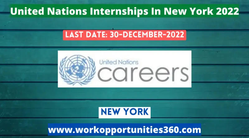 United Nations Internships In New York 2022