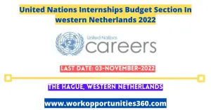 United Nations Internships Budget Section In western Netherlands 2022