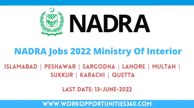 NADRA Jobs 2022 Ministry Of Interior Apply Online