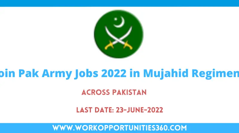 Join Pak Army Jobs 2022 in Mujahid Regiment