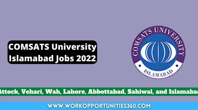 COMSATS University Islamabad Jobs 2022 | Apply Online
