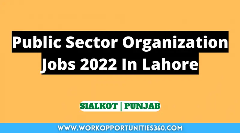 Public Sector Organization Jobs 2022 In Lahore